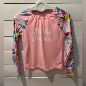 Pink Tropical Sleeve Rashguard “Malibu Dreamin” Long Sleeve Top Size S